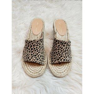 Let's See Style Women Size 8 Leopard Print Platform Wedge Slip On Summer Sandals